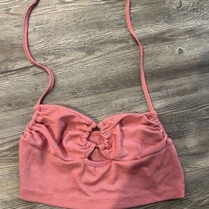 SHEIN Coral Ruched Crop Top
